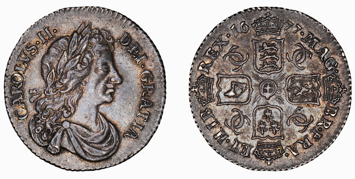 Charles II, Sixpence, 1677