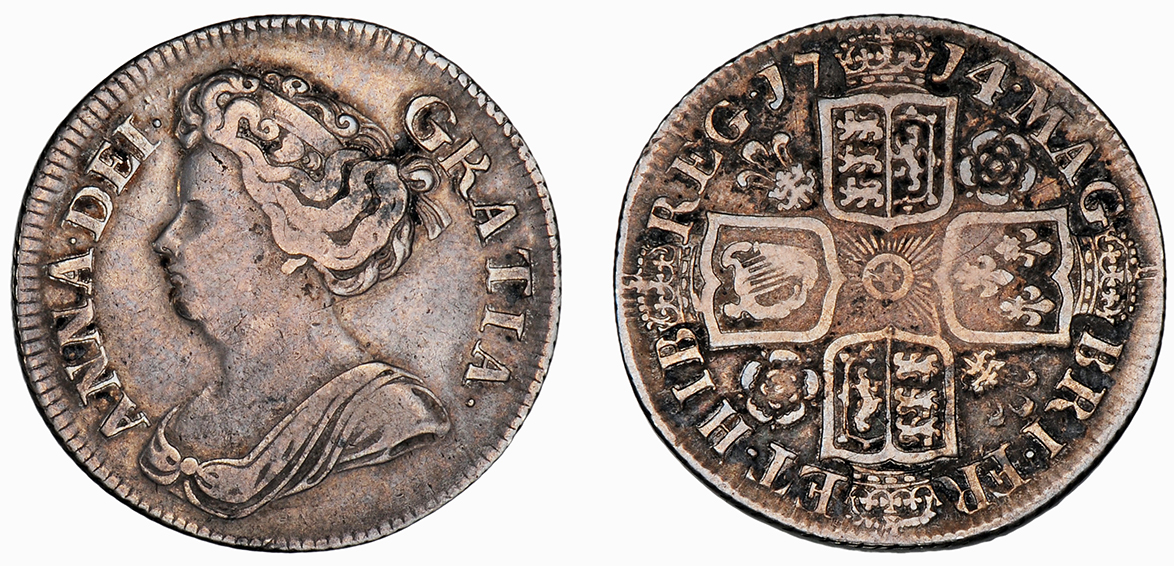 Anne, After Union Shilling, 1714