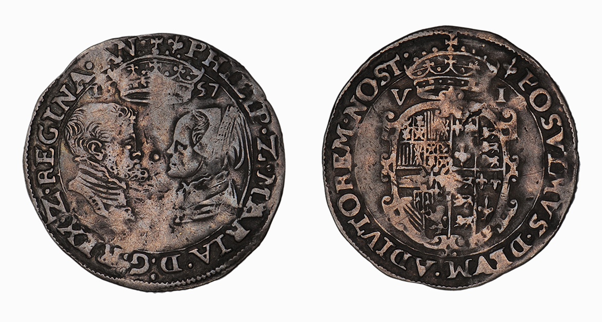 Philip and Mary, Sixpence, 1557