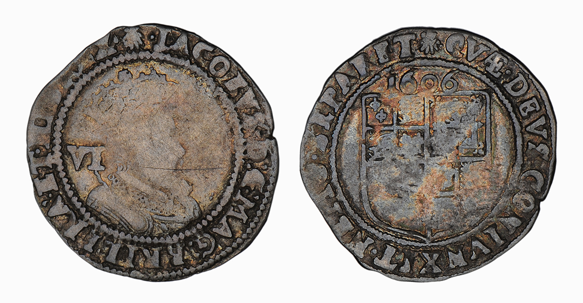 James I, Sixpence, 1606