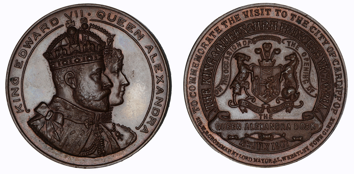 Edward VII, Cardiff Dock Bronze Medal, 1907