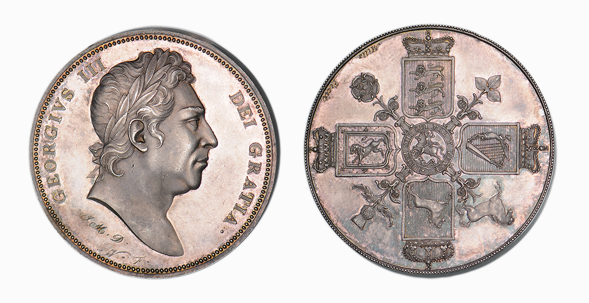 George III, Pattern Silver Crown, undated, by Webb and Mills for Mudie
