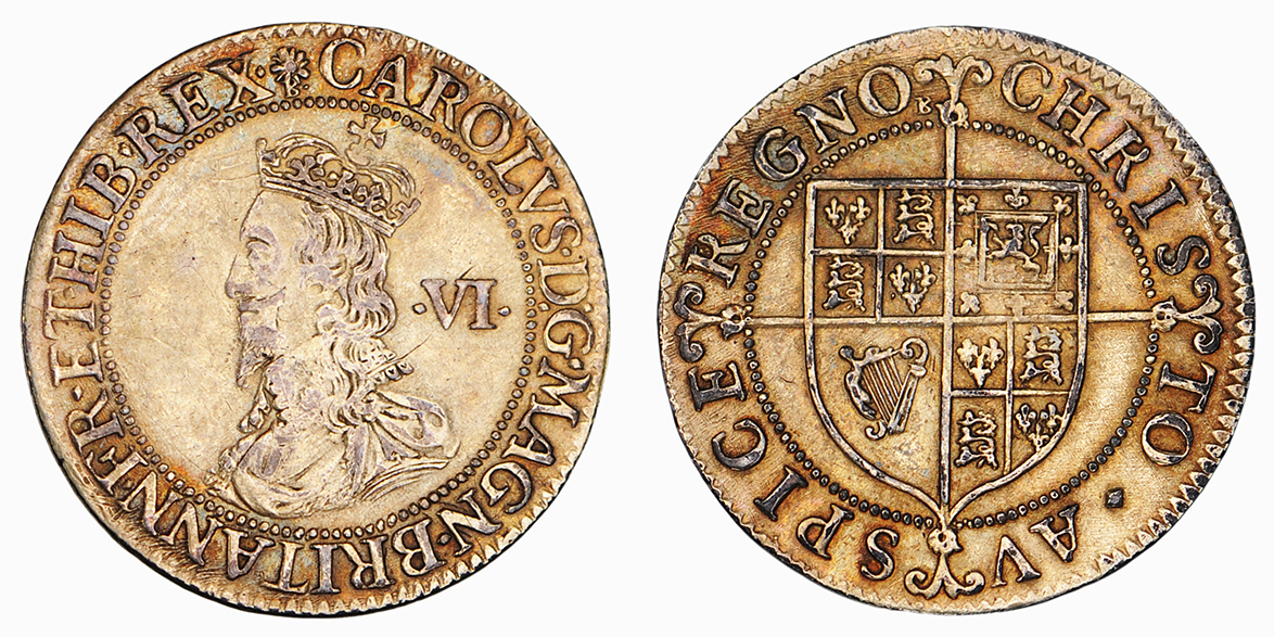 Charles I, Sixpence, Briot’s coinage, first milled issue, 1631-2
