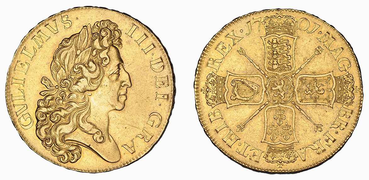 William III, Five Guineas, 1701 