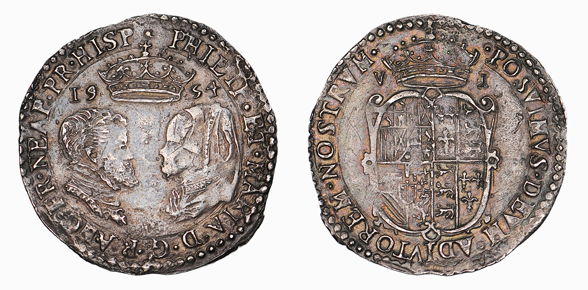 Philip and Mary, Sixpence, 1554