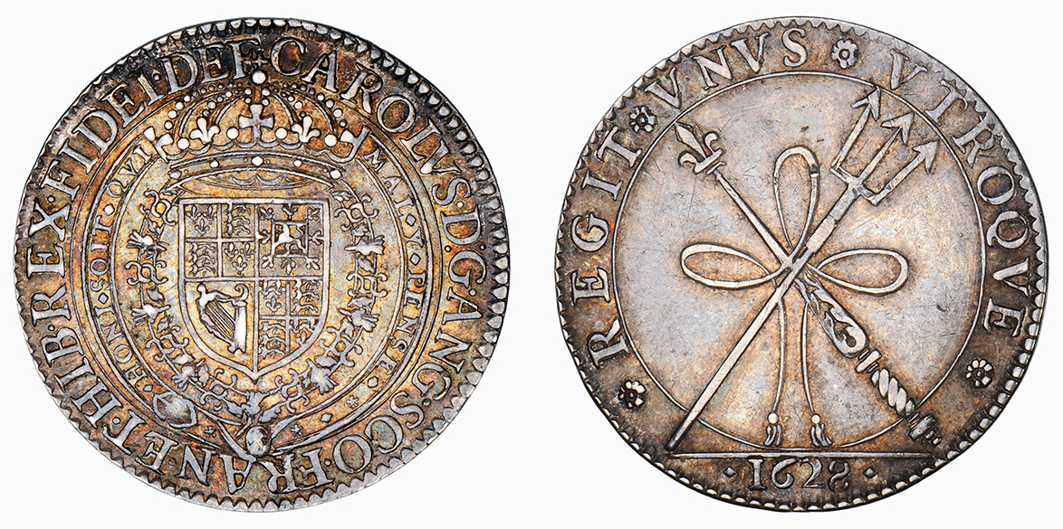 Charles I, Pattern Shilling/Naval and Military Tribute, 1628