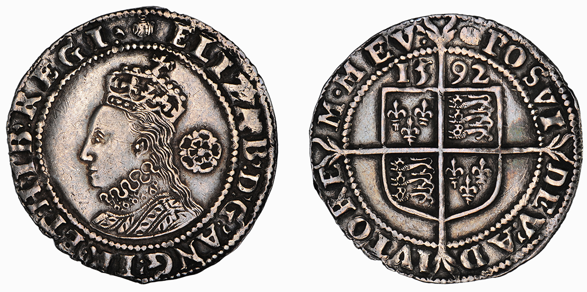 Elizabeth I, Sixpence, 1592