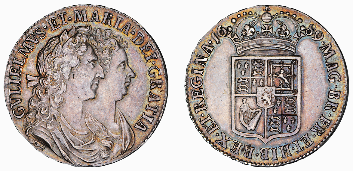 William and Mary, Halfcrown, 1689 PRIMO