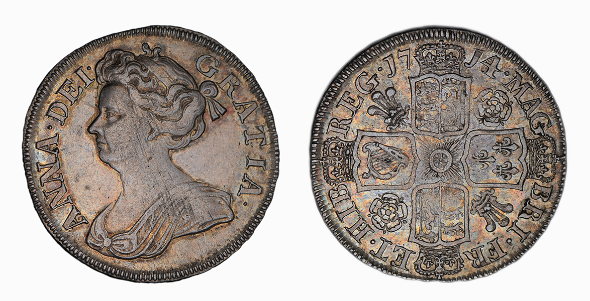 Anne, After Union Halfcrown, 1714 D.TERTIO