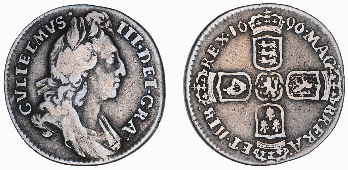 William III, Sixpence, 1696